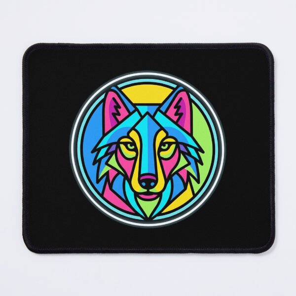 Item preview, Neon Geometric Wolf Head Colorful Pop Art designed and sold by TeNovaStudio ⭐⭐⭐⭐⭐.