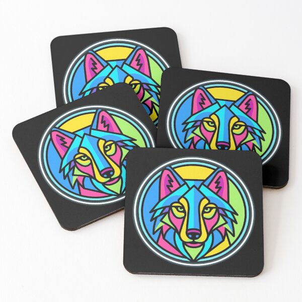 Item preview, Neon Geometric Wolf Head Colorful Pop Art designed and sold by TeNovaStudio ⭐⭐⭐⭐⭐.