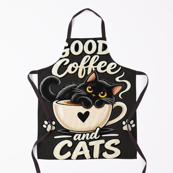 Item preview, Good Coffee and Cats – Cute Black Cat in Coffee Cup designed and sold by ViresPaws.
