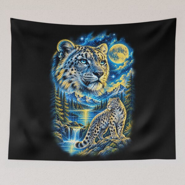 Item preview, Moonlit Snow Leopard Vintage 90s fantasy designed and sold by 2F72.