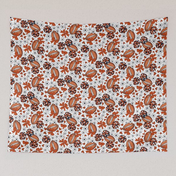 Item preview, Cheer Bows and Footballs Navy and Burnt Dark Orange designed and sold by KrisInStitches.