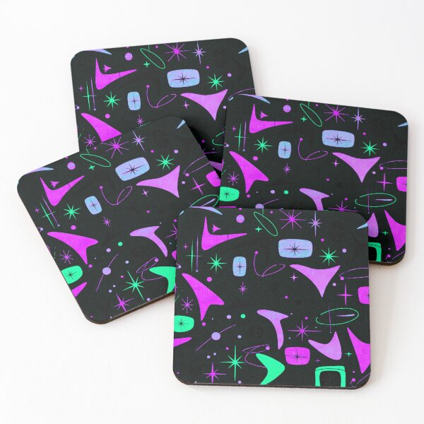 Item preview, Dark Neon Atomic Starburst Pattern - Cyberpunk 1950s Retro Futurism Design designed and sold by PureVintageLove.