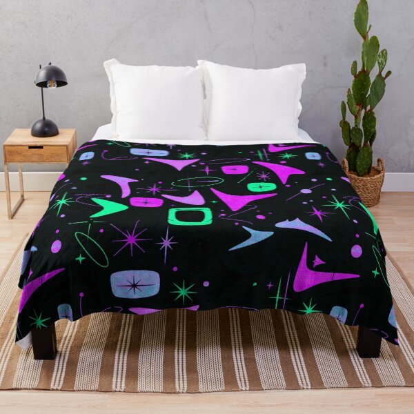 Item preview, Dark Neon Atomic Starburst Pattern - Cyberpunk 1950s Retro Futurism Design designed and sold by PureVintageLove.