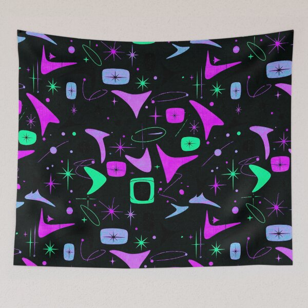Item preview, Dark Neon Atomic Starburst Pattern - Cyberpunk 1950s Retro Futurism Design designed and sold by PureVintageLove.