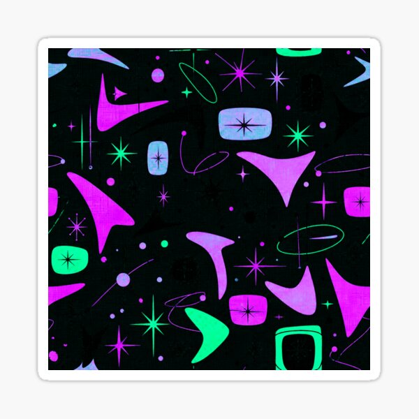 Item preview, Dark Neon Atomic Starburst Pattern - Cyberpunk 1950s Retro Futurism Design designed and sold by PureVintageLove.
