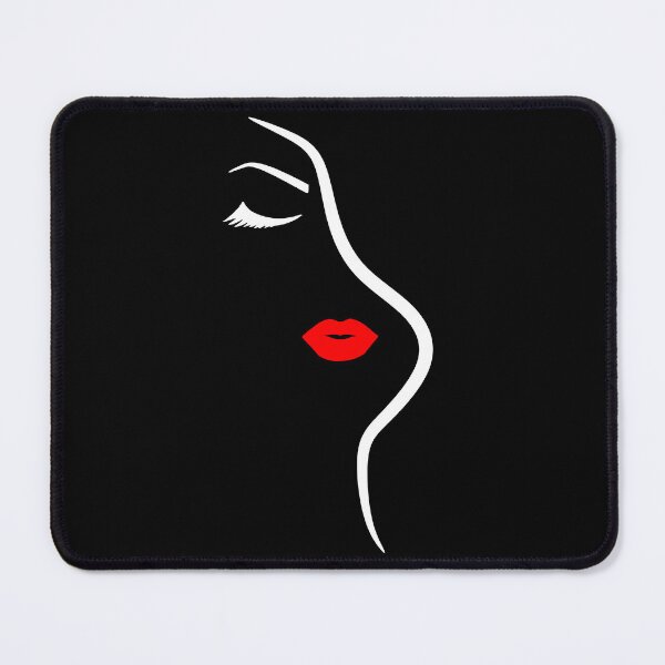 Item preview, Pretty Girl Face Minimalist Art Closed Eyes Eyelashes White Black Red 2 Shapes Mania designed and sold by Shapes-Mania.