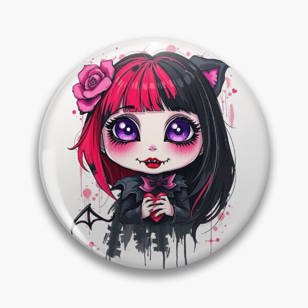 Item preview, Cute Chibi Vampire Cat Girl - Pastel Goth Heart Art designed and sold by ERODED SELF.