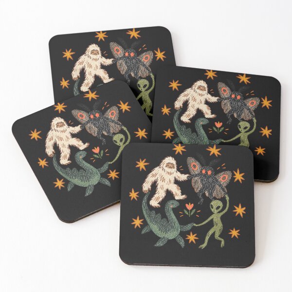 Item preview, Vintage 90s Dancing Cryptids Bigfoot Holding Hands in Circle designed and sold by leevekaArt.