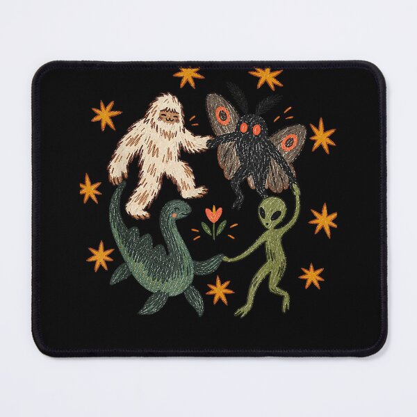 Item preview, Vintage 90s Dancing Cryptids Bigfoot Holding Hands in Circle designed and sold by leevekaArt.