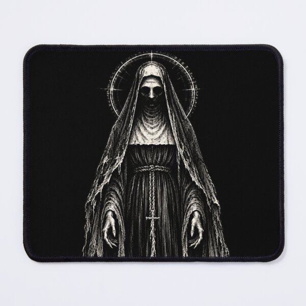 Item preview, The Black Nun Dark Horror Scratchboard Art designed and sold by Ashen Threads Studio.