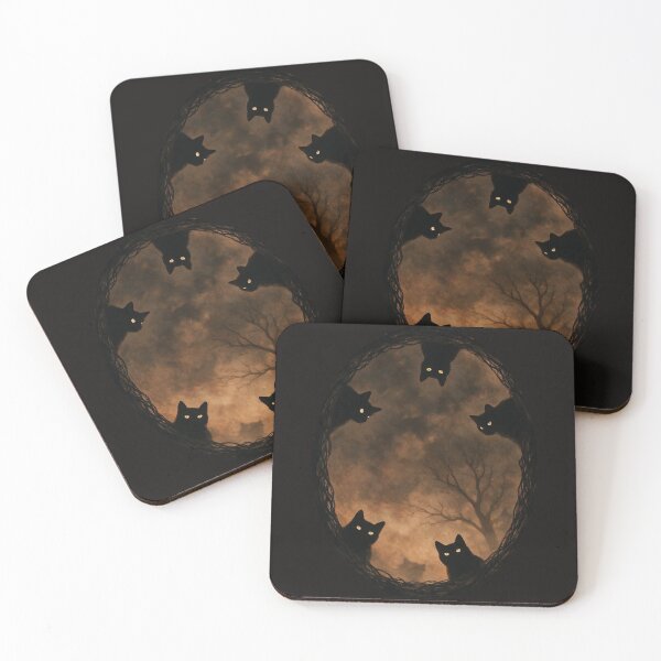 Item preview, Curious Black Cats Looking Down Creepy Dark Cottagecore Oval Art designed and sold by CuteKats.
