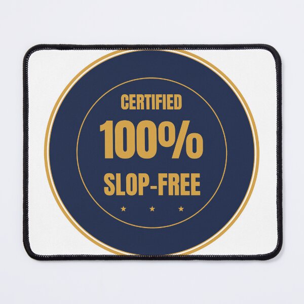 Item preview, Certified Slop-Free Funny AI Badge Shirt Dark designed and sold by BerkleyCo.