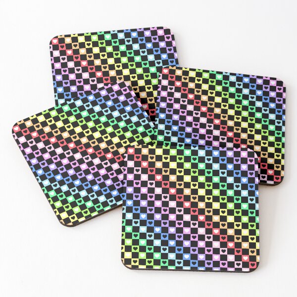 Item preview, Scenecore Rainbow Check With Hearts designed and sold by LittleLinenKitten.