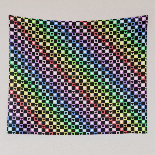 Item preview, Scenecore Rainbow Check With Hearts designed and sold by LittleLinenKitten.
