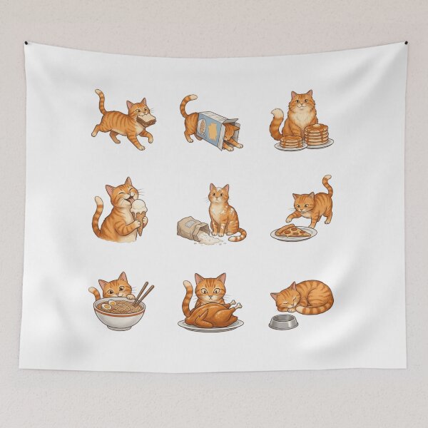 Item preview, Orange Tabby Cat Foodie Snack Thief Cute Sticker Art designed and sold by mood-draftsman.