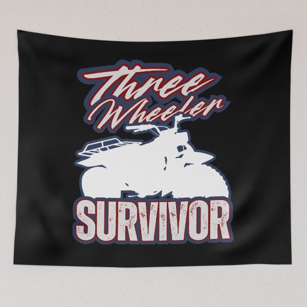 Item preview, Three Wheeler Survivor — Retro ATV Silhouette Distressed Red White and Blue Off‑Road Rider Graphic designed and sold by GFamilyC.