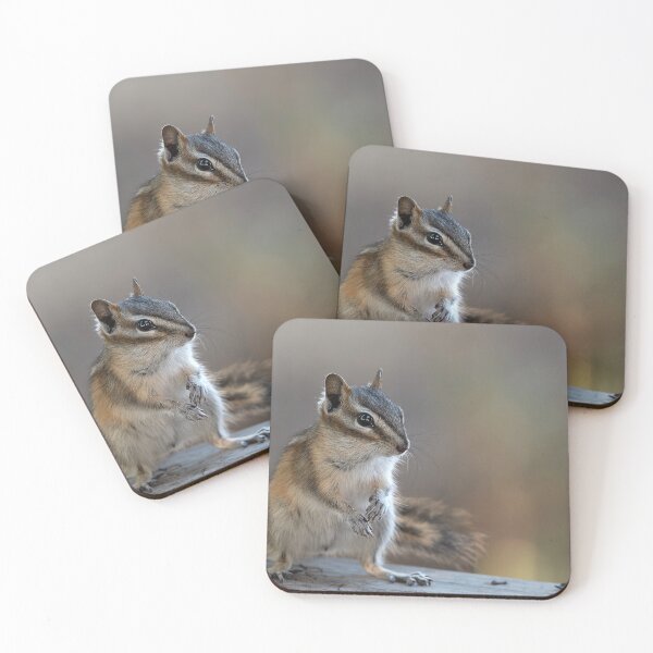 Item preview, Chipmunk on wooden table with bokeh designed and sold by lisavonbiela.