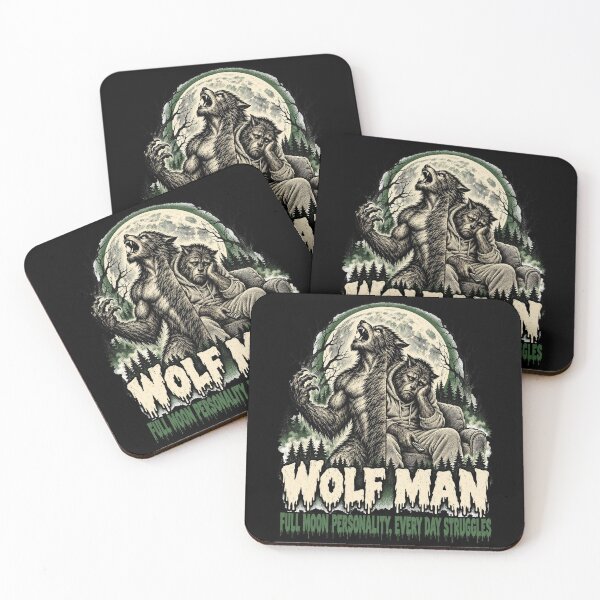 Item preview, Wolf Man Full Moon Personality Every Day Struggles designed and sold by CerealBoxInk.