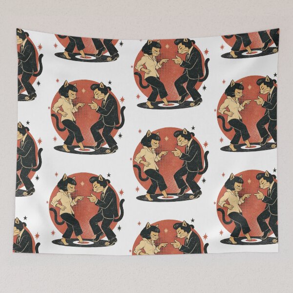 Item preview, Pulp Twist Cats — Rockabilly Retro Vinyl designed and sold by Nacho Average Designs.