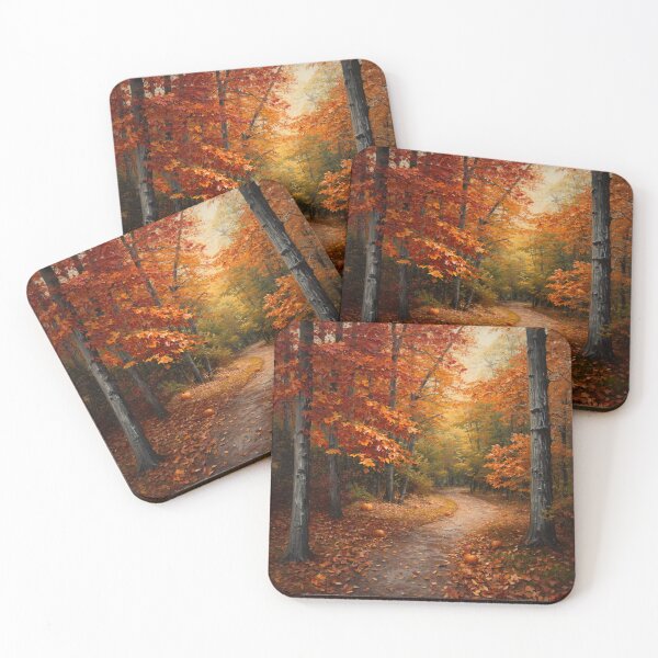Item preview, Cozy Autumn Forest Pathway Oil Painting  designed and sold by NinaVibeStudio.