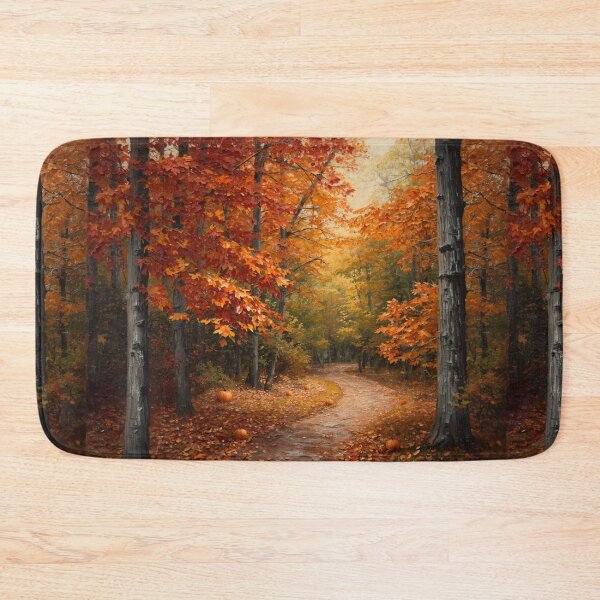 Item preview, Cozy Autumn Forest Pathway Oil Painting  designed and sold by NinaVibeStudio.
