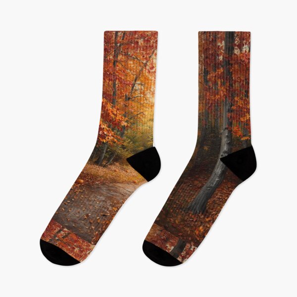 Item preview, Cozy Autumn Forest Pathway Oil Painting  designed and sold by NinaVibeStudio.
