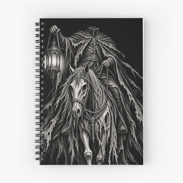 Item preview, The Headless Rider Dark Horror Scratchboard Art designed and sold by Ashen Threads Studio.