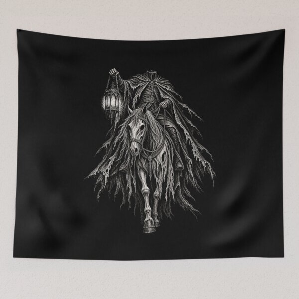 Item preview, The Headless Rider Dark Horror Scratchboard Art designed and sold by Ashen Threads Studio.