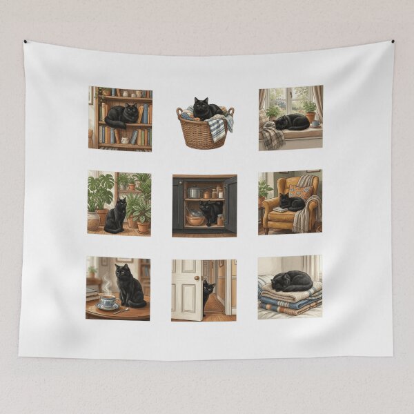 Item preview, Cozy Indoor Black Cat Homebody Domestic Sticker Art designed and sold by mood-draftsman.