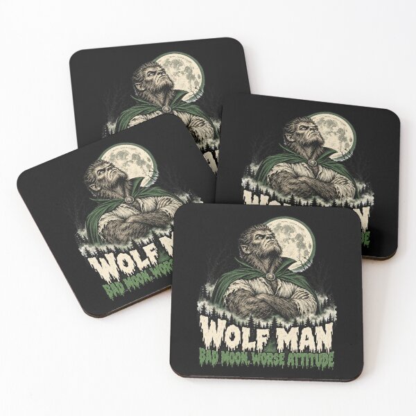 Item preview, Wolf Man Bad Moon Worse Attitude Tee designed and sold by CerealBoxInk.