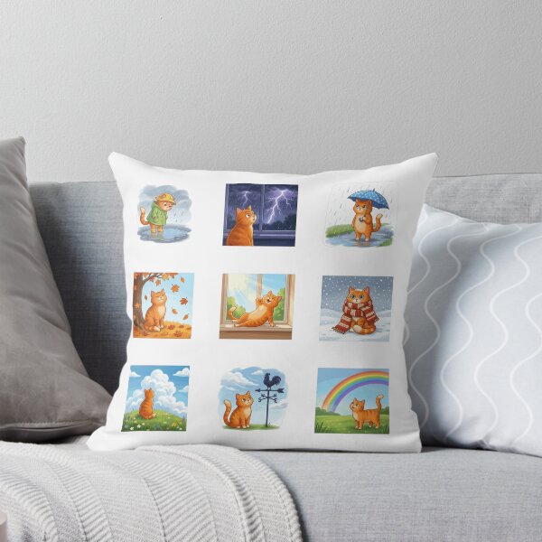 Item preview, Orange Tabby Cat Weather Forecast Cute Sticker Art designed and sold by mood-draftsman.