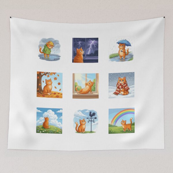 Item preview, Orange Tabby Cat Weather Forecast Cute Sticker Art designed and sold by mood-draftsman.