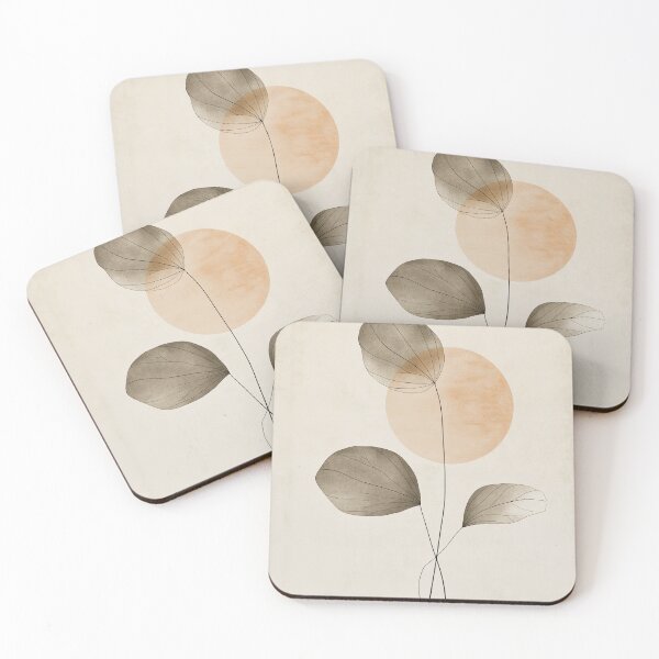 Item preview, Wabi sabi and japandi inspired abstract green leaves of autumn designed and sold by filigreedigital.