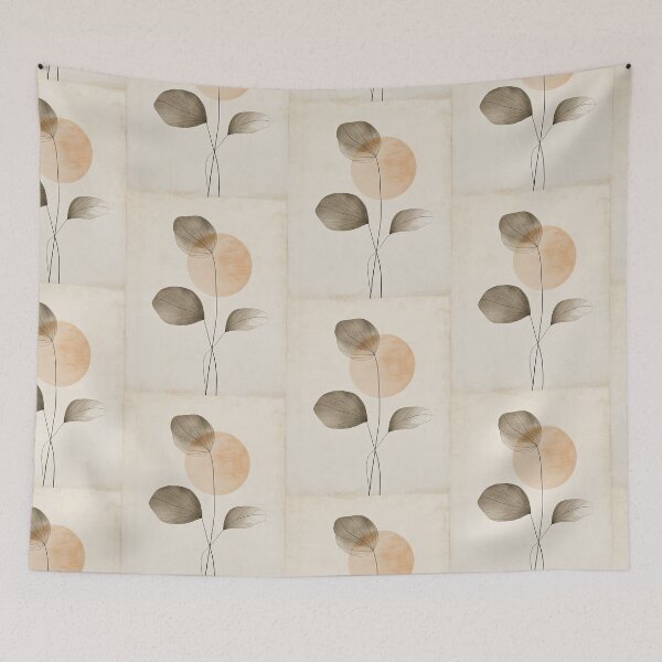 Item preview, Wabi sabi and japandi inspired abstract green leaves of autumn designed and sold by filigreedigital.