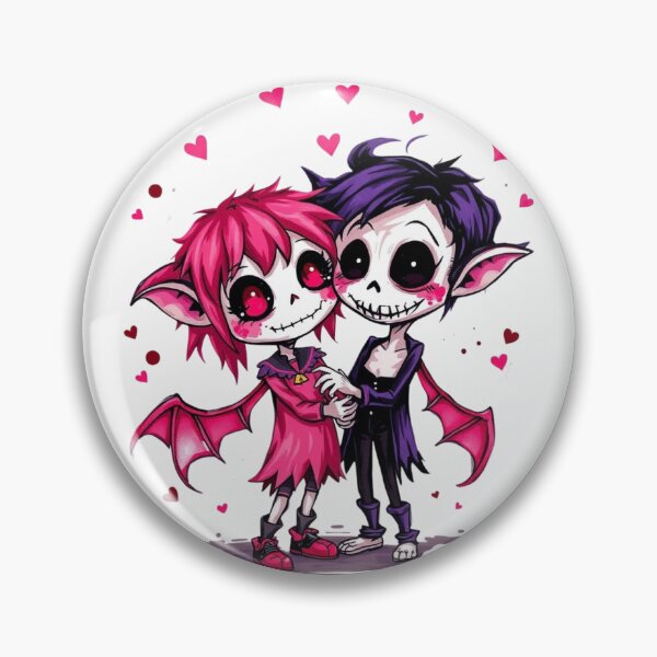 Item preview, Cute Chibi Skeleton Vampire Couple - Emo Gothic Love Art designed and sold by ERODED SELF.