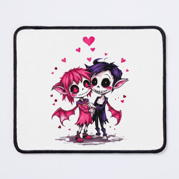 Item preview, Cute Chibi Skeleton Vampire Couple - Emo Gothic Love Art designed and sold by ERODED SELF.