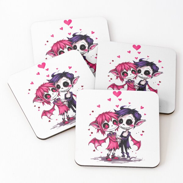 Item preview, Cute Chibi Skeleton Vampire Couple - Emo Gothic Love Art designed and sold by ERODED SELF.