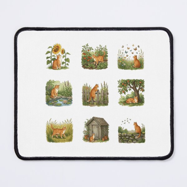 Item preview, Cottage Garden Orange Tabby Cat Botanical Nature Art designed and sold by mood-draftsman.