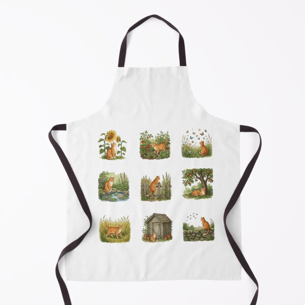Item preview, Cottage Garden Orange Tabby Cat Botanical Nature Art    designed and sold by mood-draftsman.