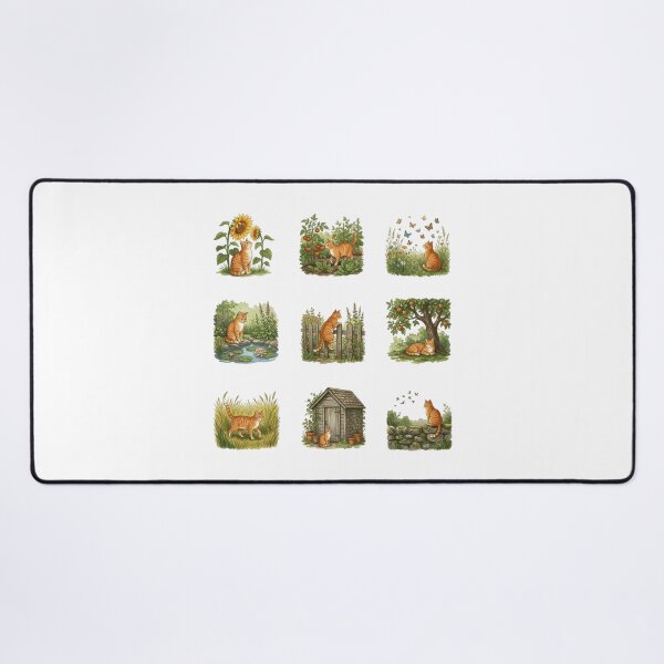 Item preview, Cottage Garden Orange Tabby Cat Botanical Nature Art designed and sold by mood-draftsman.