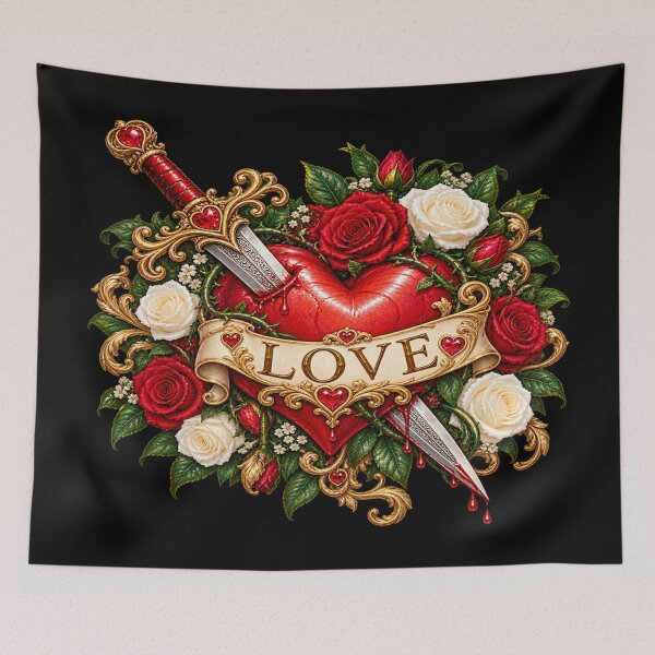 Item preview, Fantasy Love Heart – Sword and Roses designed and sold by TroviTutto.