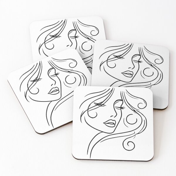 Item preview, Dreamy Girl Face Minimalist Art Black White 2 Shapes Mania designed and sold by Shapes-Mania.