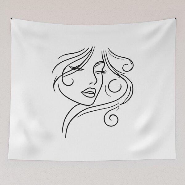 Item preview, Dreamy Girl Face Minimalist Art Black White 2 Shapes Mania designed and sold by Shapes-Mania.