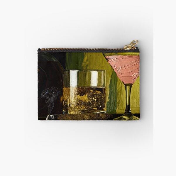 Item preview, Luxury Cigar Lounge with Smoldering Cigar, Whisky Glass and Elegant Pink Cocktail for Relaxation designed and sold by OlfactoART Studio.