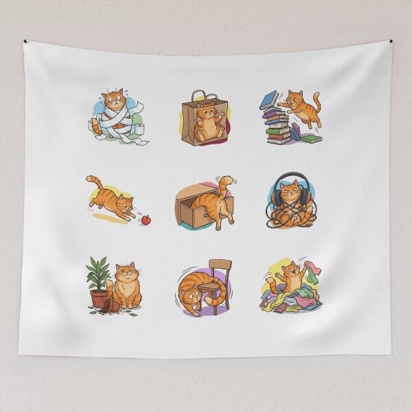 Item preview, Orange Tabby Cat Chaotic Mischief Funny Sticker Art designed and sold by mood-draftsman.