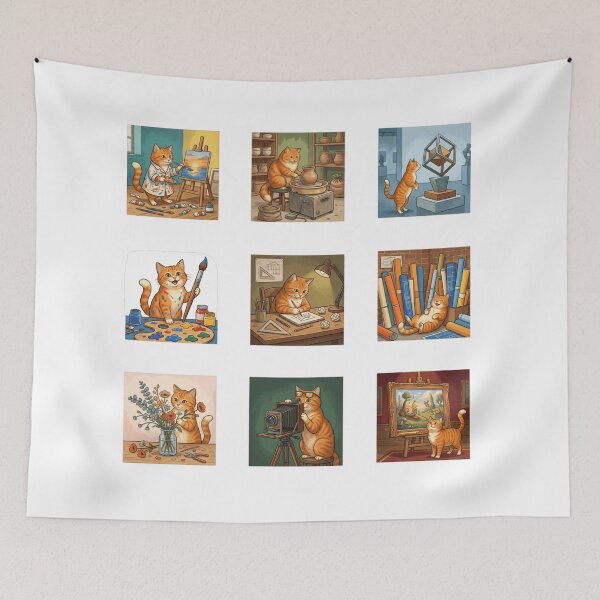Item preview, Artist Orange Tabby Cat Creative Crafting Sticker Art designed and sold by mood-draftsman.