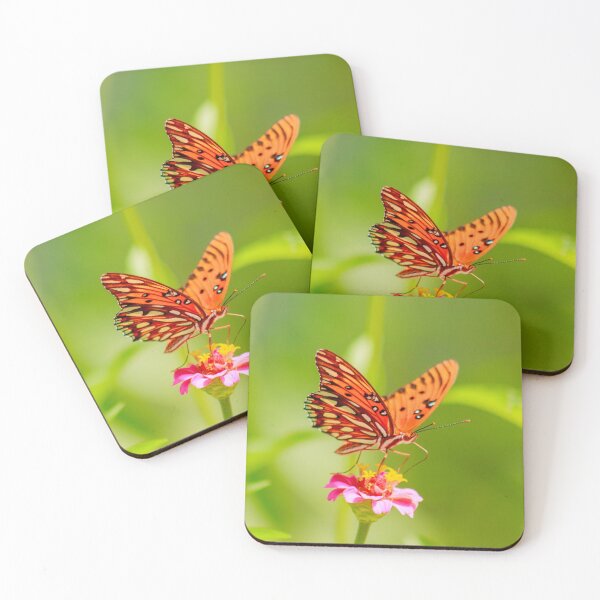 Item preview, Gulf Fritillary Butterfly on Pink Zinnia designed and sold by PhotoArtbyGrace.