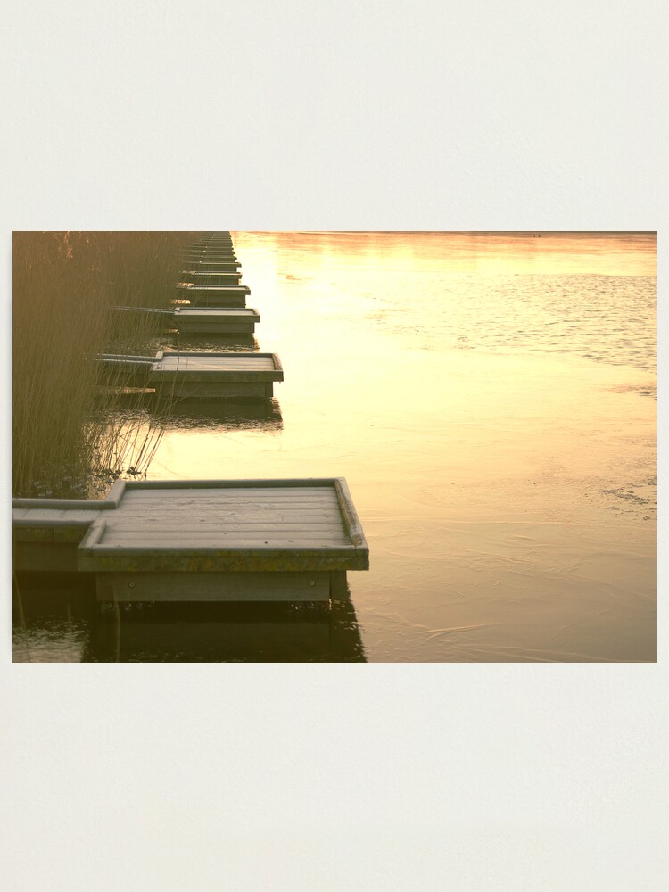 Thumbnail 1 of 3, Photographic Print, Fisher platforms in winter evening light designed and sold by steppeland.