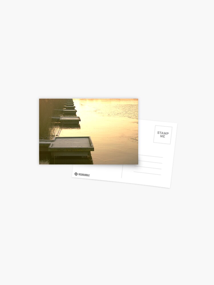 Thumbnail 1 of 2, Postcard, Fisher platforms in winter evening light designed and sold by steppeland.