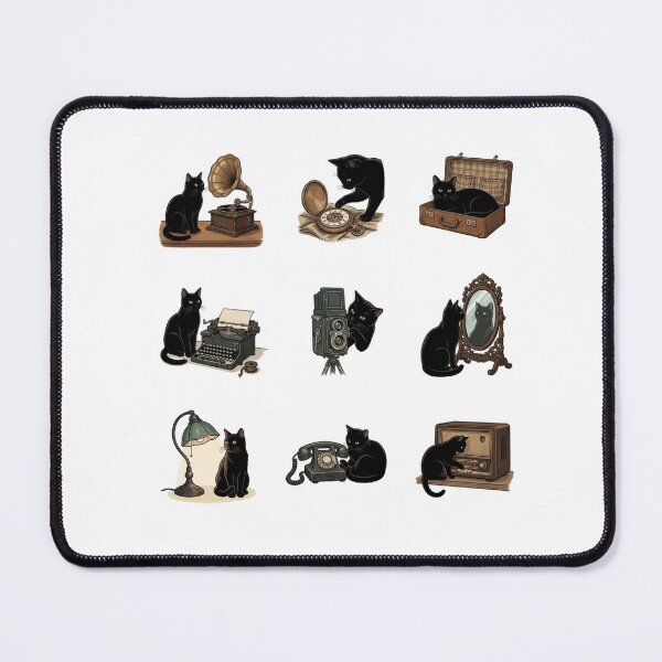 Item preview, Vintage Black Cat Retro Antique Gramophone Camera Sticker Art designed and sold by mood-draftsman.